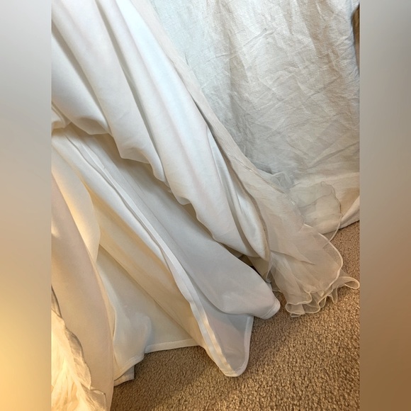 Tadashi Shoji ivory strapless size 6 100% crinkled silk chiffon formal dress - Picture 13 of 16